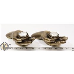 LOT OF 2  HAND TEALIGHT HOLDERS