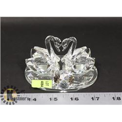CRYSTAL SWANS ON STAND