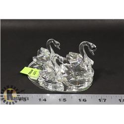 CRYSTAL SWANS ON STAND