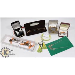 FLAT OF ASSORTED JEWELLERY INCLUDING STERLING