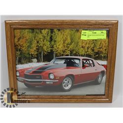 1973 CAMARO X/28 COUPE PICTURE IN FRAME.