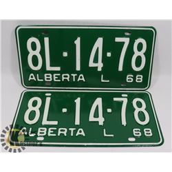 MATCHING PAIR OF 1968 NEW OLD STOCK LICENSE PLATES