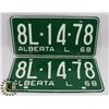Image 1 : MATCHING PAIR OF 1968 NEW OLD STOCK LICENSE PLATES
