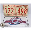 Image 1 : QUEBEC 1976 LICENSE PLATE WITH COLORADO AVALANCHE