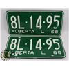 Image 1 : MATCHING PAIR OF 1968 NEW OLD STOCK LICENSE PLATES