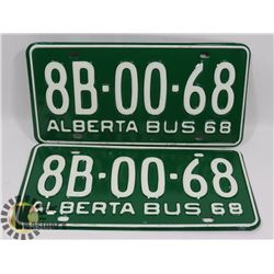 MATCHING PAIR 1968 NEW OLD STOCK ALTA LICENSE PLATES