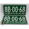 Image 1 : MATCHING PAIR 1968 NEW OLD STOCK ALTA LICENSE PLATES