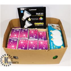 BOX OF ASSORTED LIGHT BULBS