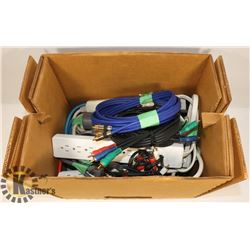 BOX OF POWER BARS AND OTHER CABLES