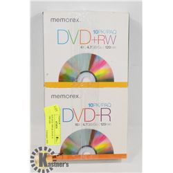 MEMOREX DVD +RW & D/D-R 10 PACK SLIMCASE