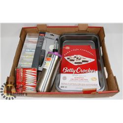 LARGE FLAT OF KITCHEN, BAKING ITEMS & MORE