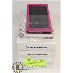 LOT OF 4 NEW SOLAR CHARGER BANKS SLIM METAL