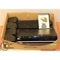 5PC POLK AUDIO SPEAKERS AND SAMSUNG BLU RAY PLAYER