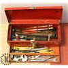 Image 1 : RED METAL TOOL BOX WITH CONTENTS