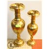 Image 1 : 2 VINTAGE ETCHED BRASS VASES 24" & 21" TALL.