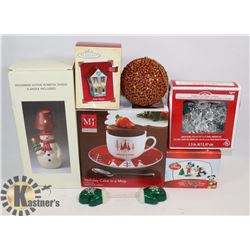 BOX OF CHRISTMAS DECORATIONS INCLUDING DISNEY