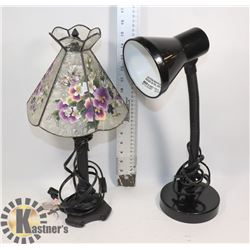 2 LAMPS - 1 FLOWER PATTERN AND 1 DESK LAMP