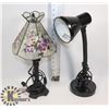 Image 1 : 2 LAMPS - 1 FLOWER PATTERN AND 1 DESK LAMP
