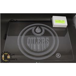 LIGHTED NEON LED SIGN BLUE EDMONTON OILERS LOGO