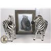 Image 1 : LOT OF 2, 14" DÉCOR ZEBRAS WITH LEATHER EARS