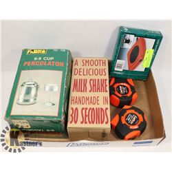 FLAT WITH NEW ITEMS INCL CUP WARMER, 2 LUFKIN 33'