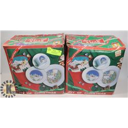 LOT OF 2 - 16 PC PORCELAIN CHRISTMAS DINNER SETS