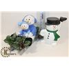 Image 1 : TRAY HOLDING SNOWMAN WITH SNOWMAN IN SLEIGH.