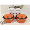 Image 1 : PAIR OF NEW ORANGE STAINLESS STEEL LUNCH BOXES