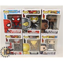 LOT OF 6 FUNKO POP MARVEL SPIDER MAN, ANT MAN,