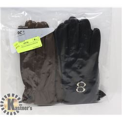 2 PK LADIES LEATHER GLOVES SZ SMALL