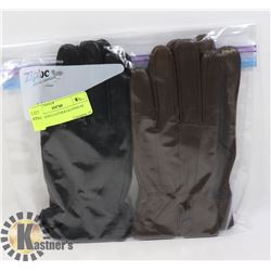 2 PK LADIES LEATHER GLOVES SZ MED