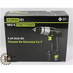 NEW 9.6V CORDLESS DRILL KIT