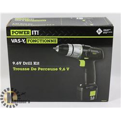 NEW 9.6V CORDLESS DRILL KIT