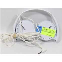 WHITE SONY X-BASS HEADPHONES.