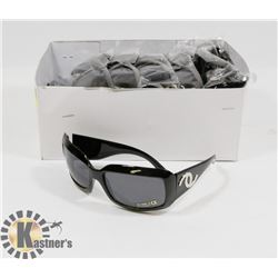 BOX OF BLACK CHANEL STYLE SUNGLASSES