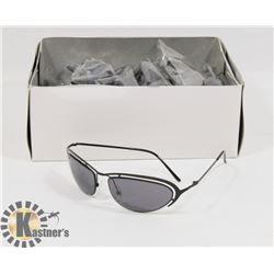 BOX OF BLACK DESIGNER METAL SUNGLASSES WITH LIGHT