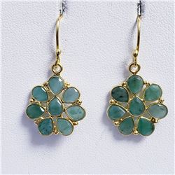 GOLD PLATED SILVER EMERALD EARRINGS