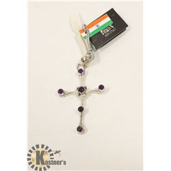 STERLING SILVER .925 AMETHYST CROSS