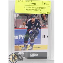 TREVOR LINDEN AUTOGRAPHED HOCKEY CARD UPPERDECK.