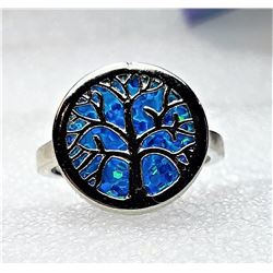 6)  SILVER TONE AND LAB CREATED BLUE