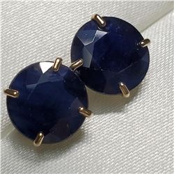 14K YELLOW GOLD SAPPHIRE ENHANCED BLUE EARRINGS