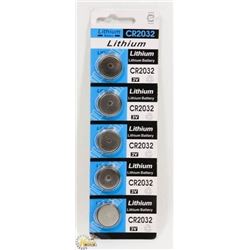 PACK OF 5 CR2032 LITHIUM 3V BATTERYS