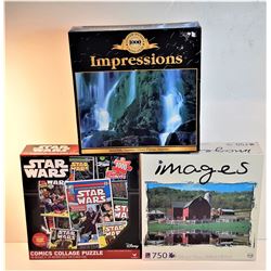 2)  LOT OF 3 FACTORY SEALED PUZZLES