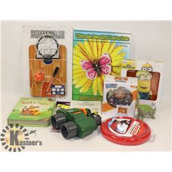 BIN FULL OF NEW KIDS TOY'S / LEGO TAPE