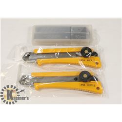 2 BOX CUTTER/OLFA KNIVES & 50 BLADES