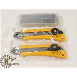 2 BOX CUTTER/OLFA KNIVES & 50 BLADES