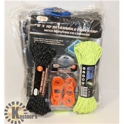 3 NEW TARPS WITH 2-100FT PARACORD &