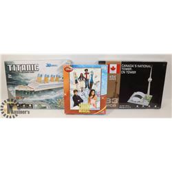 3 NEW KIDS JIGSAW AND 3D PUZZLES