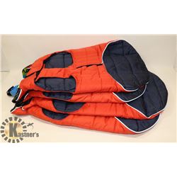 BUNDLE OF 4 NEW DOG JACKETS, ASSORTED SIZES