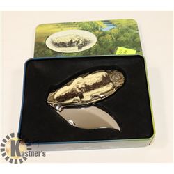 NEW FLY FISHING DESIGN KNIFE IN A TIN BOX